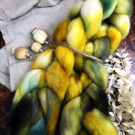 Hand dyed BFL - Yellows & Greens