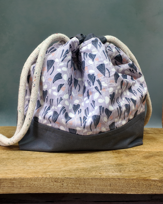 Purple leaves- Drawstring Project Bag
