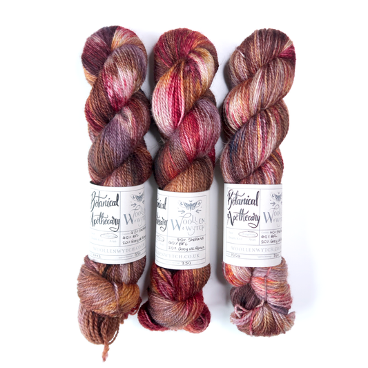 Hand dyed fingering yarn in Shetland and bfl wool british yarn by woollen wytch