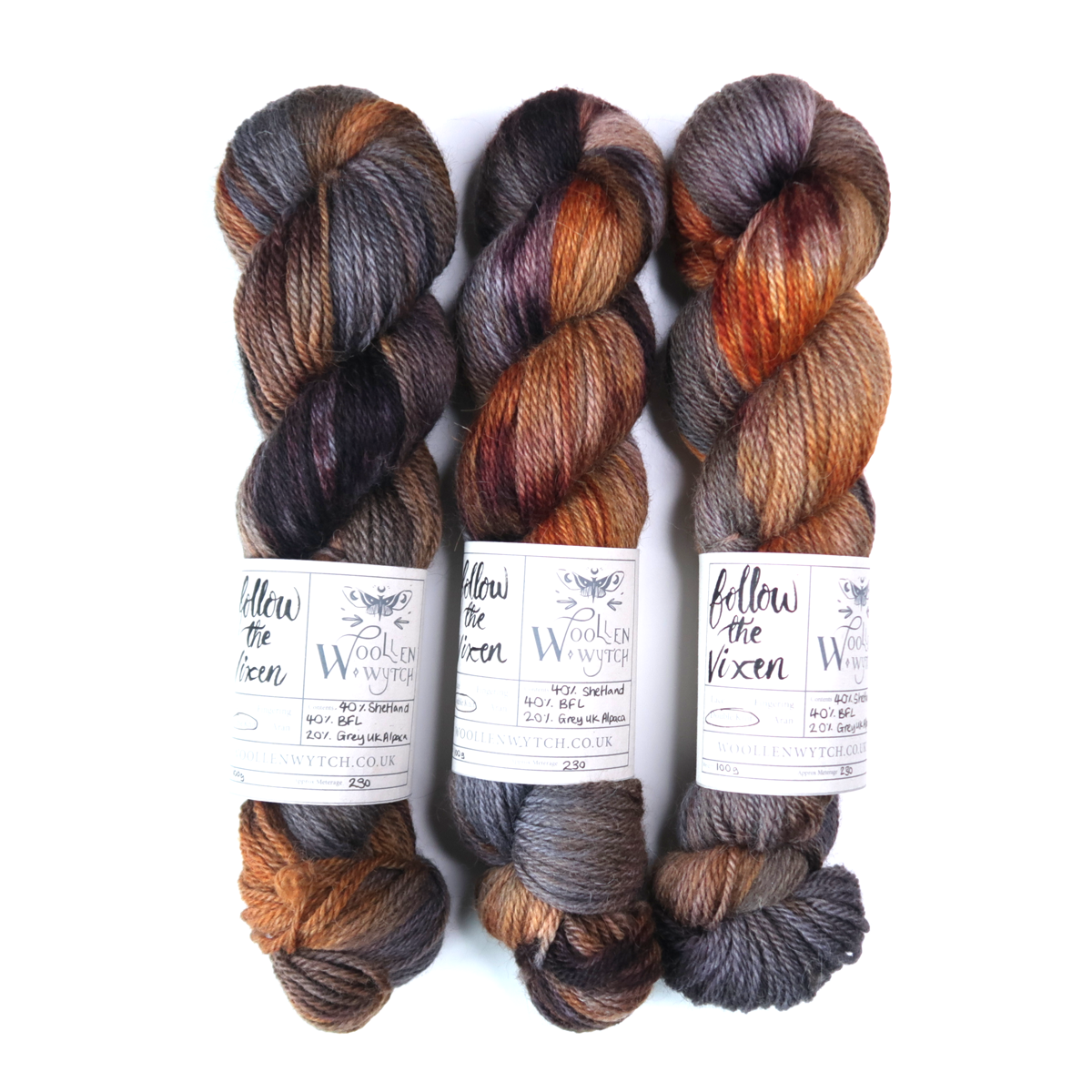 Follow the vixen hand dyed yarn shetland british wool woollen wytch