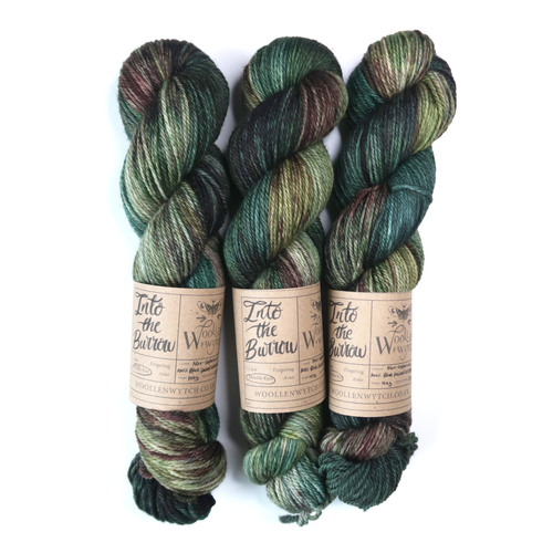 Hand dyed double knot yarn using british wool in the colour Into the Burrow by Woollen Wytch