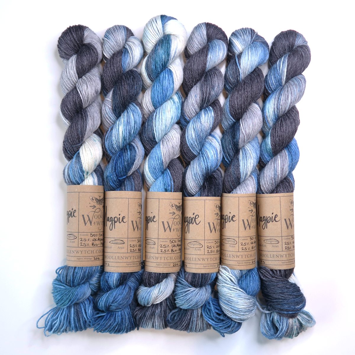 Magpie hand dyed yarn sock fingering blue woollen wytch british wool bristol uk