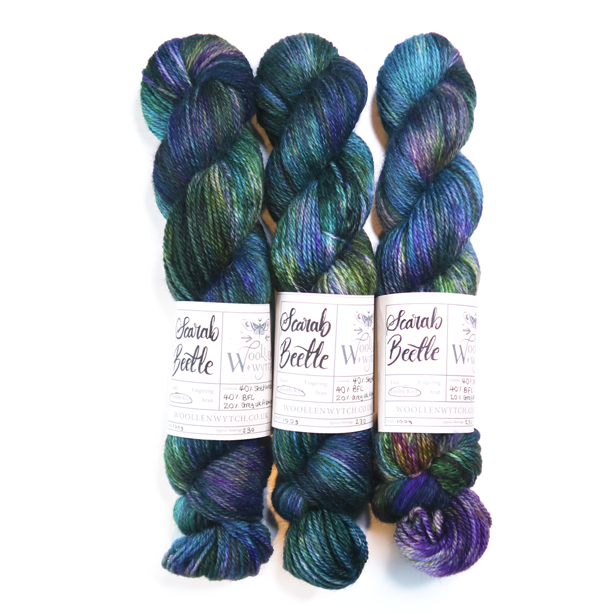 Hand dyed double knit yarn british wool shetland woollen wytch