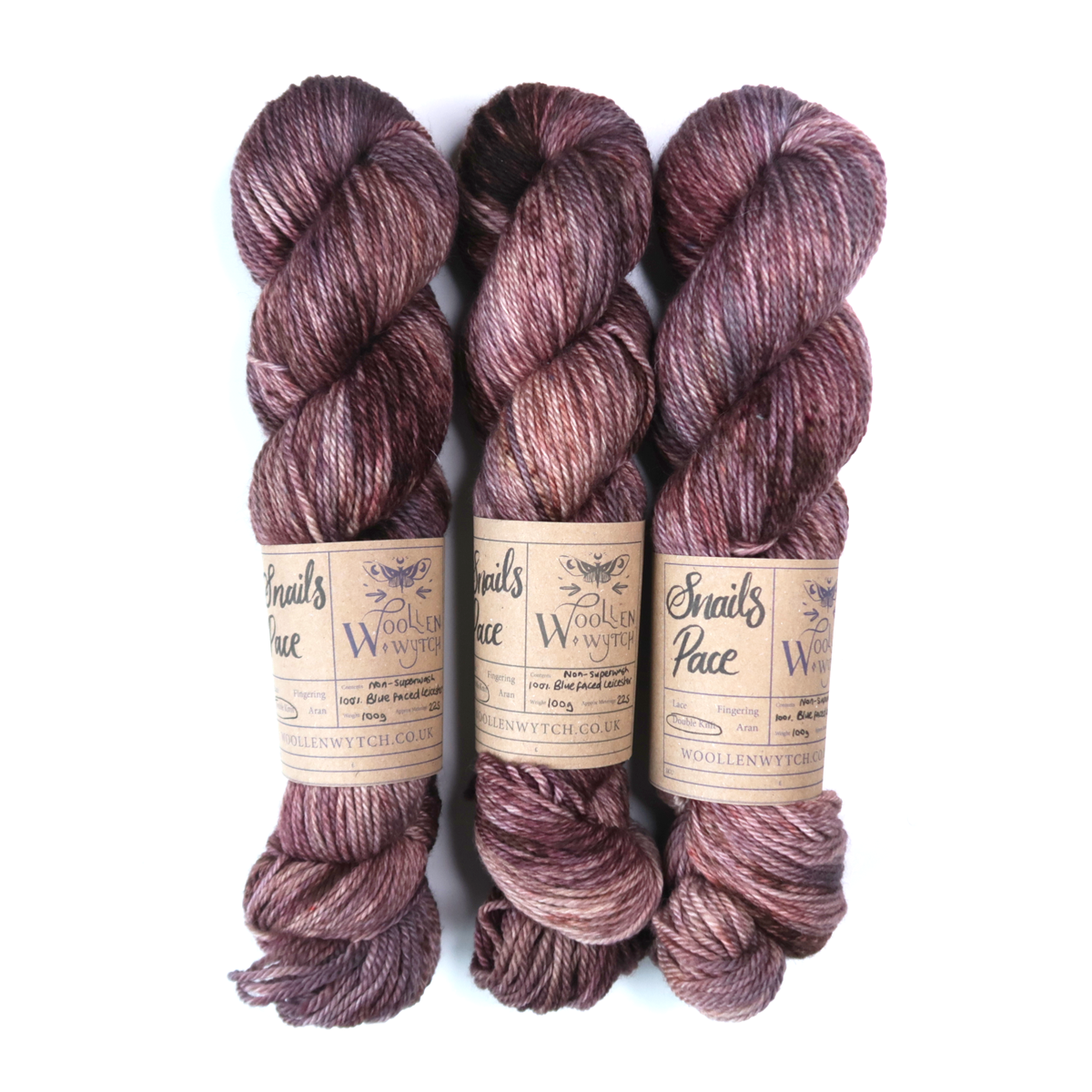 Purple and brown hand dyed yarn double knit by Woollen Wytch in Bristol