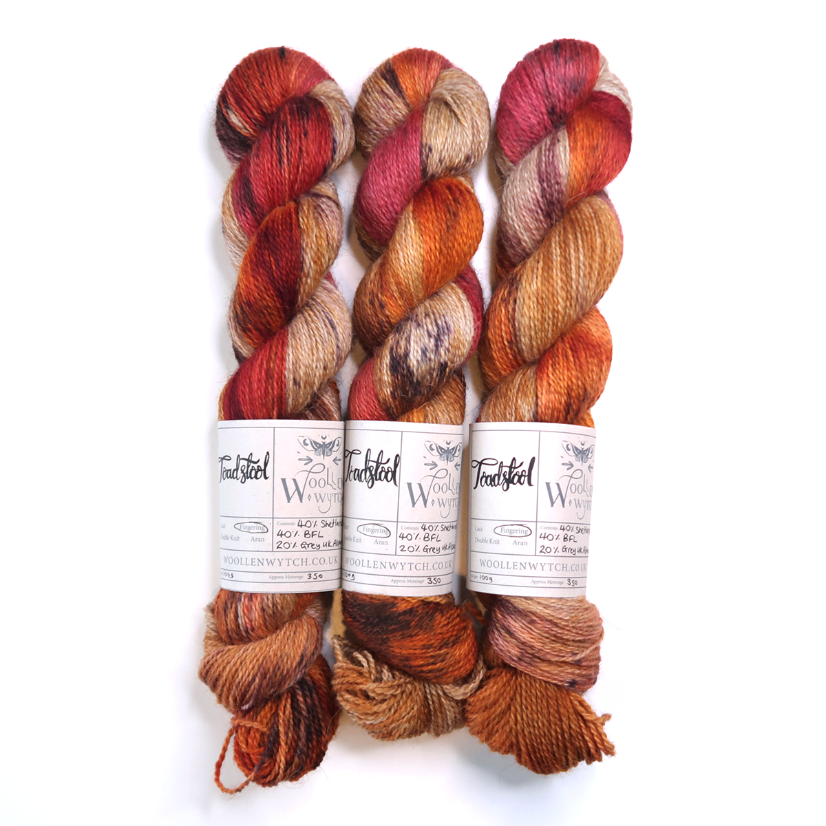 Toadstool hand dyed yarn shetland british wool woollen wytch bristol uk 
