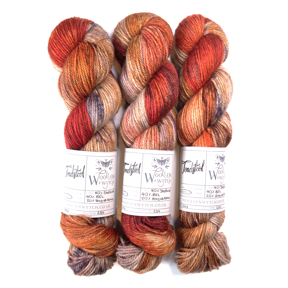 Shetland yarn hand dyed british wool toadstool woollen wytch
